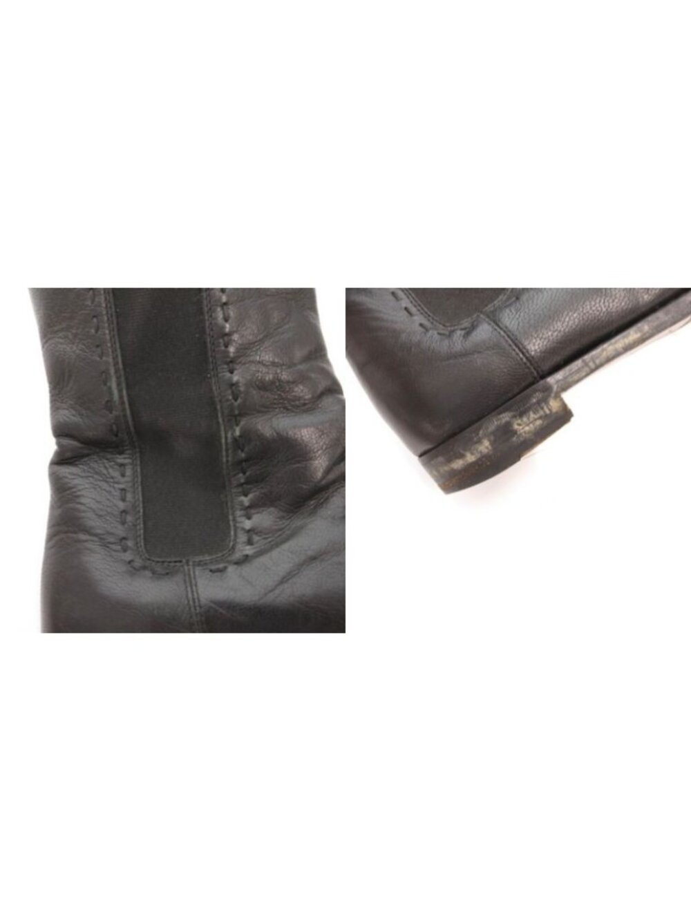 Saint Laurent Yves Side Gore Boots Long Leather 36 Black Heel - Picture 9 of 9